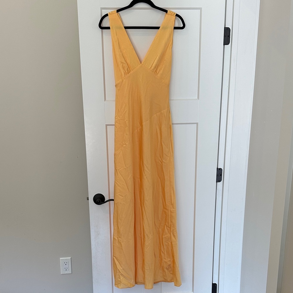 Meshki Sleeveless V-Neck Cowl-back Dress in Butter Yellow